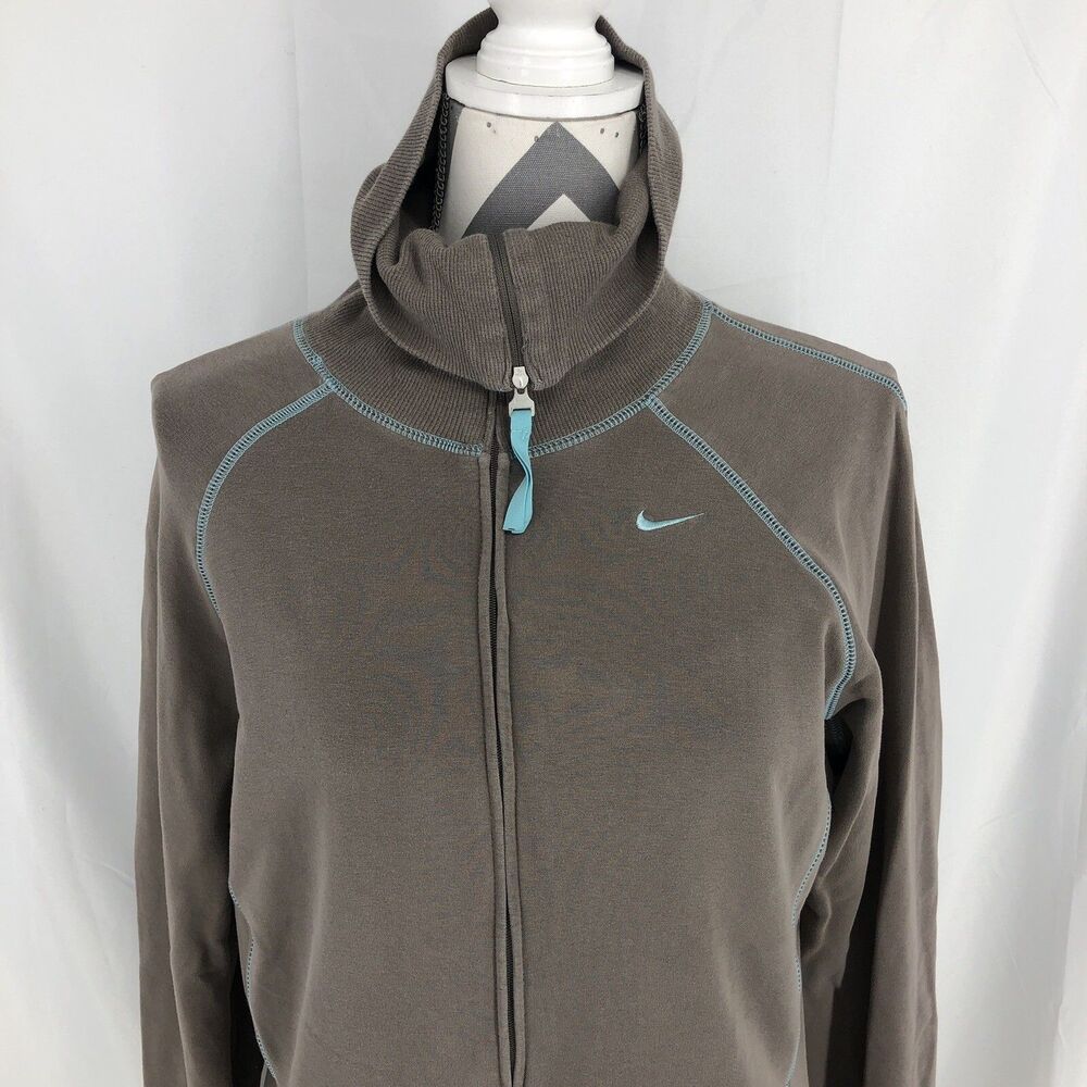 Nike Brown Gray Blue Stitch Full Zip Turtleneck Media Pocket 226972-207 XL